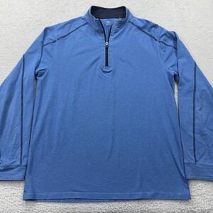 Tasc Performance Men M Blue Carrollton Quarter Zip Bamboo Cotton Pullover Shirt